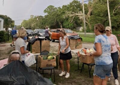 Volunteers preparing Blessing Baskets